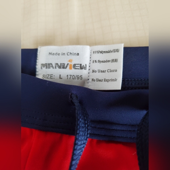 Red and Blue Athletic Swim Shorts - Picture 3 of 4